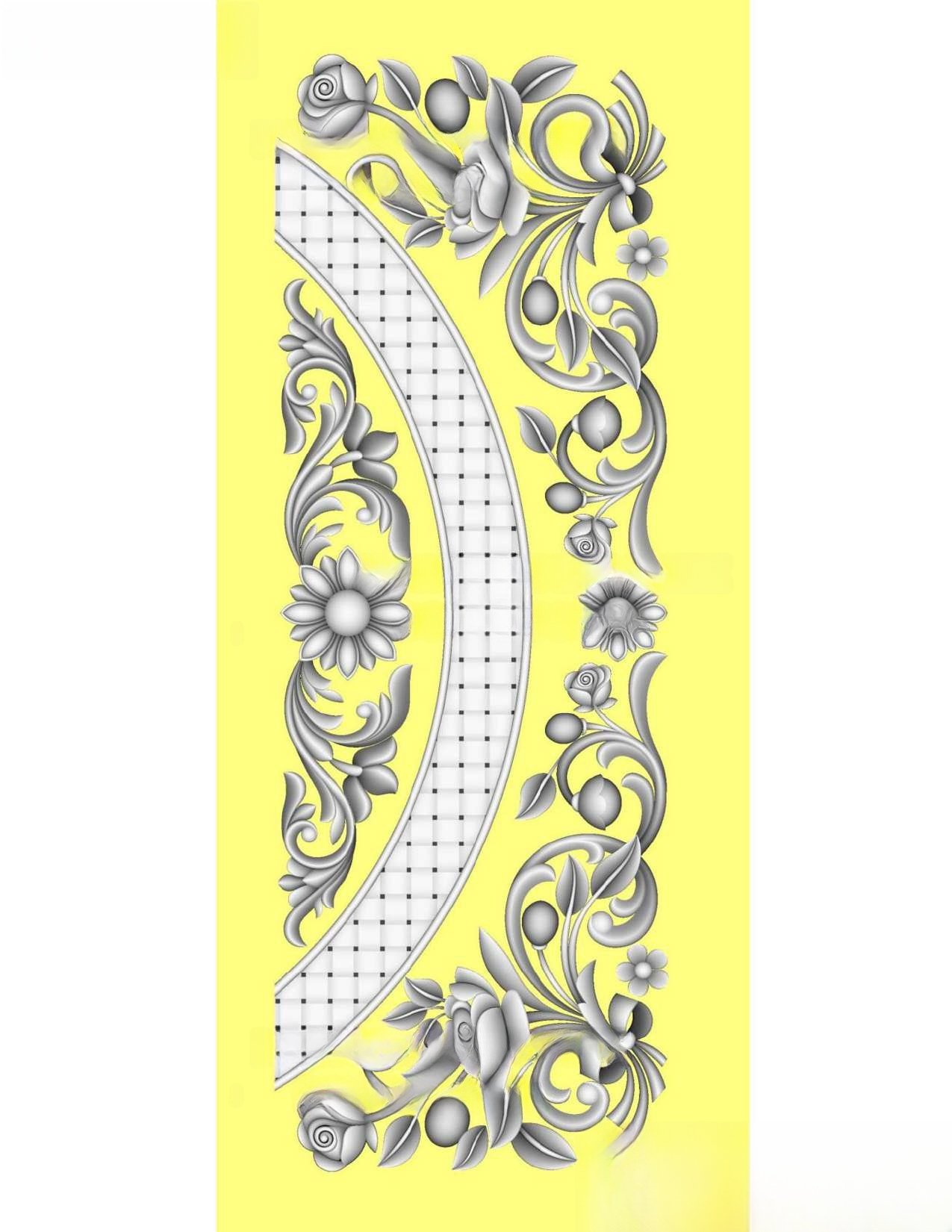MD - MIX-135 Floral Ornamental Panel 3D Relief Design